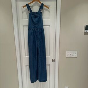 Women's Flowy Blue Denim Overalls Size M
